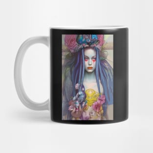 Blue Haired Voodoo Goddess Hippie Girl Mug